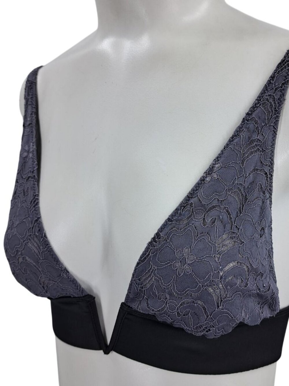 Intimately Free People Wireless Lace Sheer Bra Bralette Size XS Gray Black